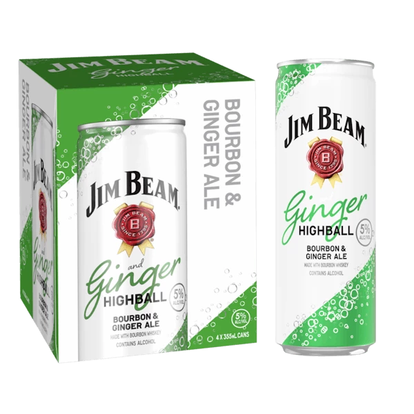 Jim Beam Bourbon And Ginger Ale 4-355ml Cans 3 Jim Beam Bourbon And Ginger Ale 4-355ml Cans